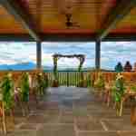 Kaya Vineyards wedding venue with perfect wedding arch overlooking Blue Ridge Mountains